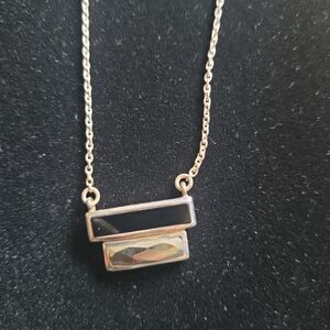 Enamel and pyrite sterling silver necklace